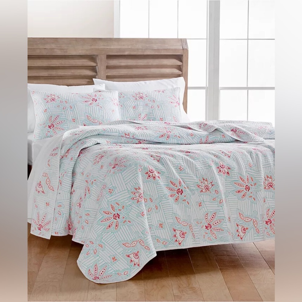 Martha Stewart Collection King Size Fully Embroidered Quilt 2‎ Shams 100% Cotton